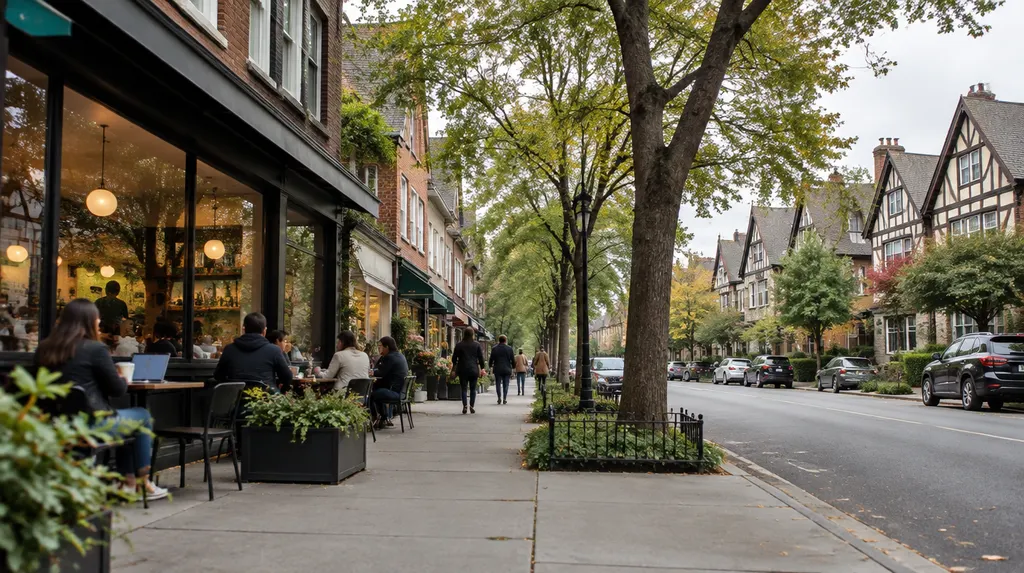 Local businesses along a street in Central Queens, New York City