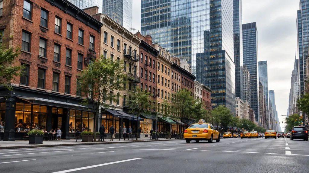 Local businesses along a street in Midtown Manhattan, New York City