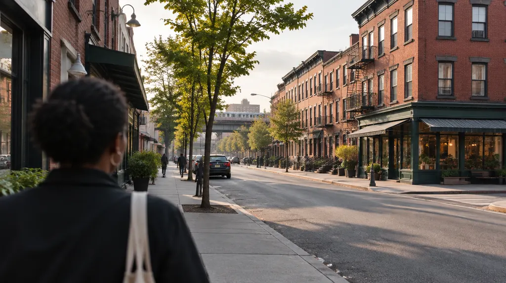 Local businesses along a street in South Bronx, New York City