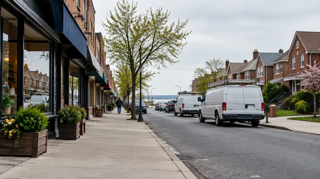 Local businesses along a street in South Brooklyn, New York City