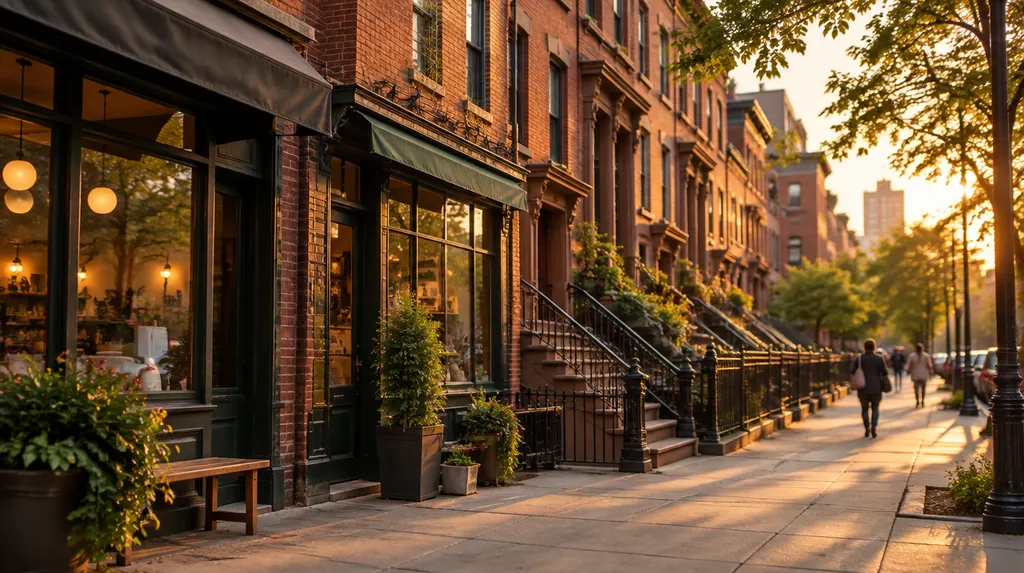 Local businesses along a street in Upper Manhattan, New York City