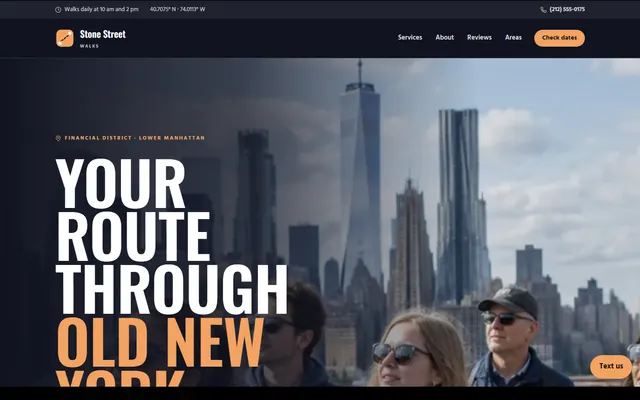 Homepage of the Stone Street Walks sample site